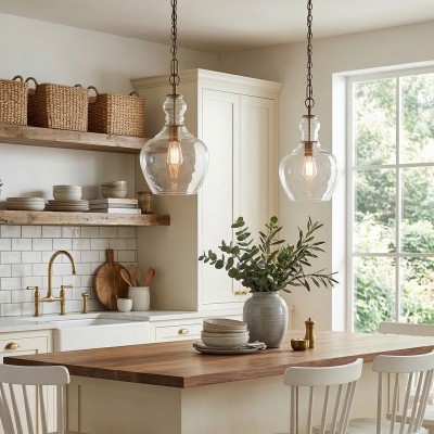 Yates Industrial Clear Glass Pendant Light