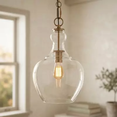 Yates Industrial Clear Glass Pendant Light