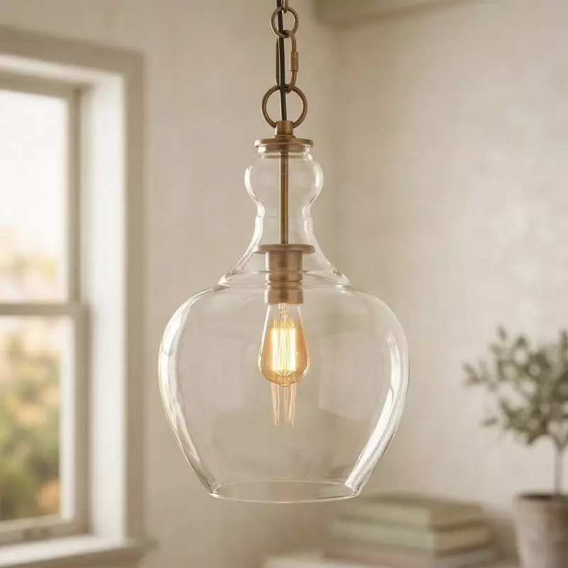 Yates Industrial Clear Glass Pendant Light