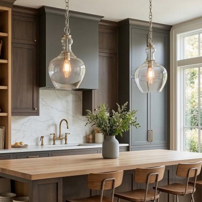 Yates Industrial Clear Glass Pendant Light