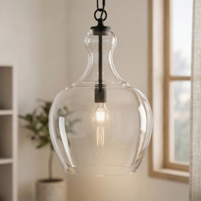 Yates Industrial Clear Glass Pendant Light