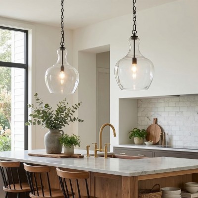 Yates Industrial Clear Glass Pendant Light