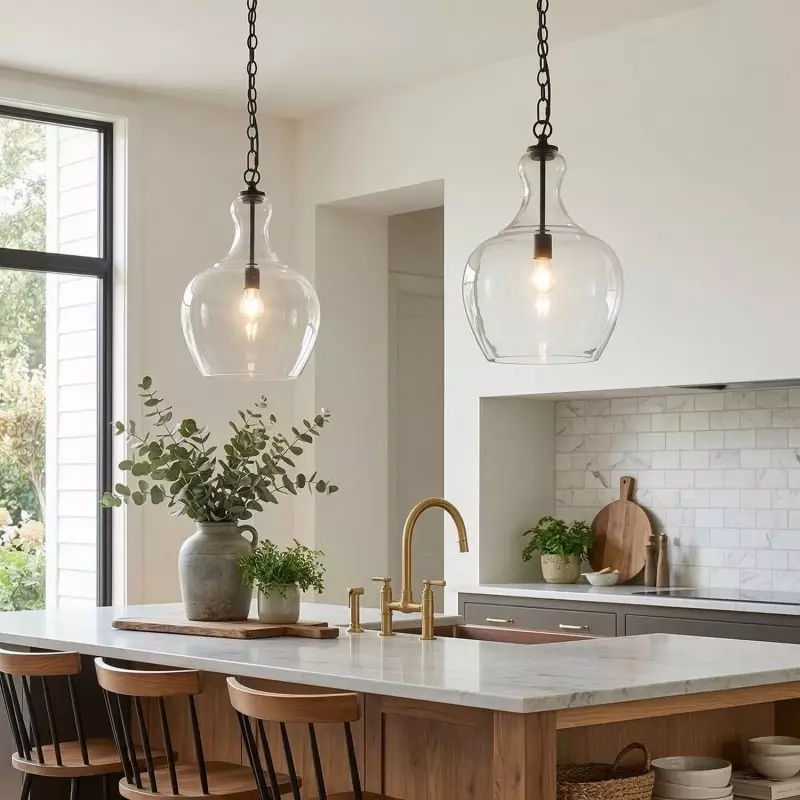 Yates Industrial Clear Glass Pendant Light