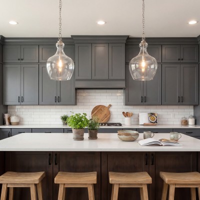 Yates Industrial Clear Glass Pendant Light