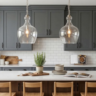 Yates Industrial Clear Glass Pendant Light