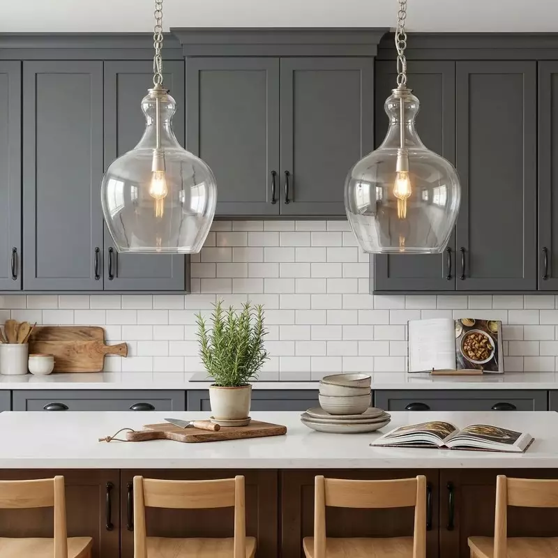 Yates Industrial Clear Glass Pendant Light