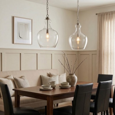 Yates Industrial Clear Glass Pendant Light