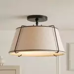 Hesperia Fabric Drum Shade Semi Flush Mount