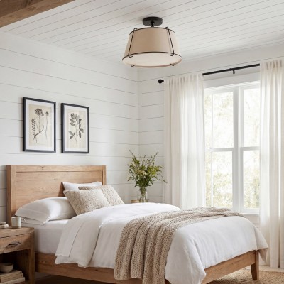 Hesperia Fabric Drum Shade Semi Flush Mount