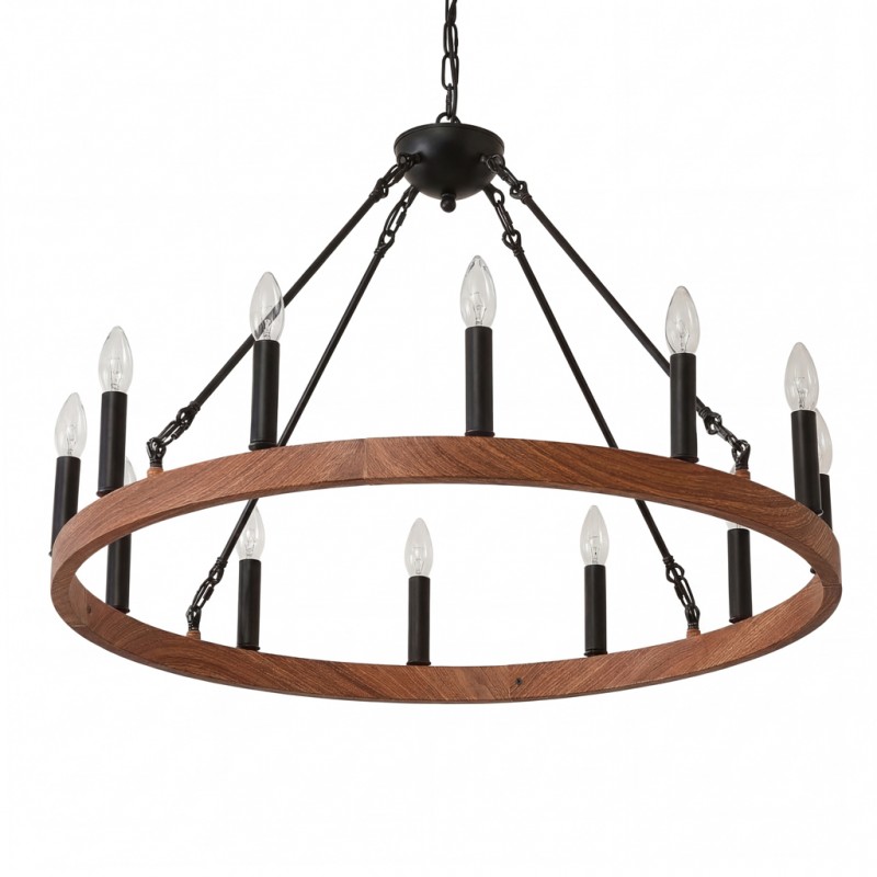 Beau Large 12 Lights Rustic Wagon Wheel Chandelier