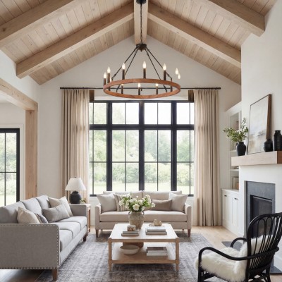 Beau Large 12 Lights Rustic Wagon Wheel Chandelier