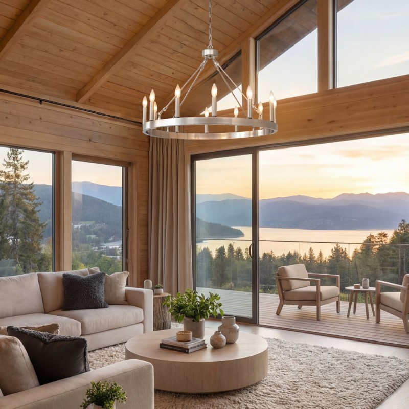 Beau Large 12 Lights Rustic Wagon Wheel Chandelier