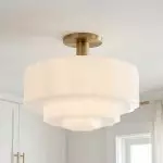 Finnda Farmhouse Ribbed Glass Semi Flush Ceiling