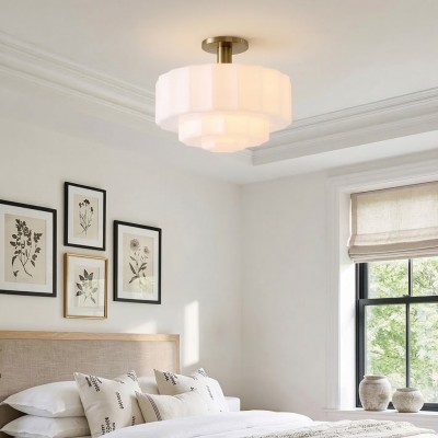 Ellis Retro Milk White Glass Ceiling Light
