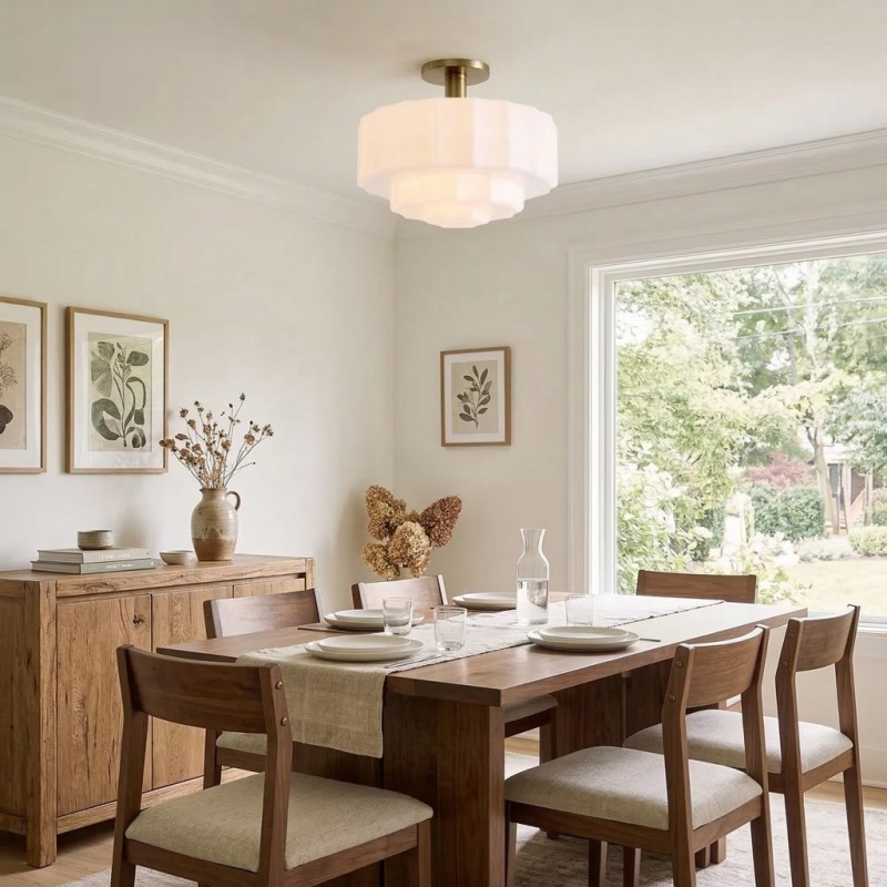 Ellis Retro Milk White Glass Ceiling Light