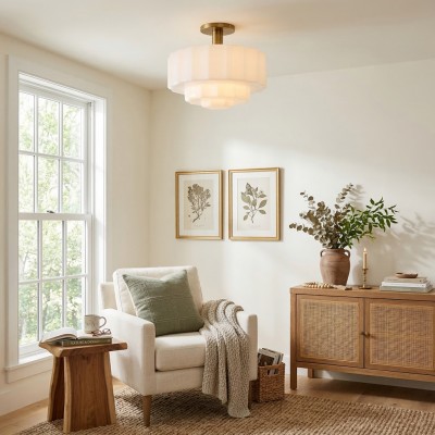 Ellis Retro Milk White Glass Ceiling Light