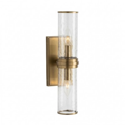 Cora Farmhouse Hammered Glass Double Tube Sconce