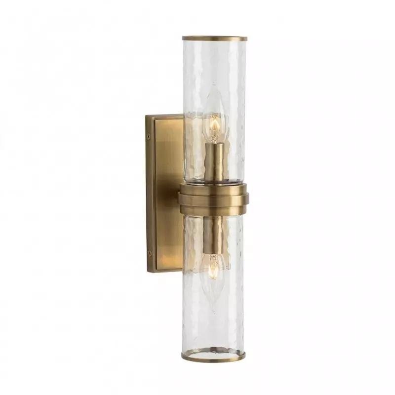 Cora Farmhouse Hammered Glass Double Tube Sconce