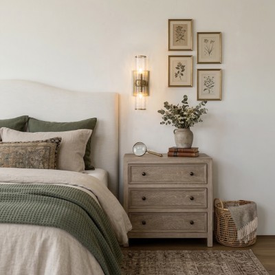 Cora Farmhouse Hammered Glass Double Tube Sconce