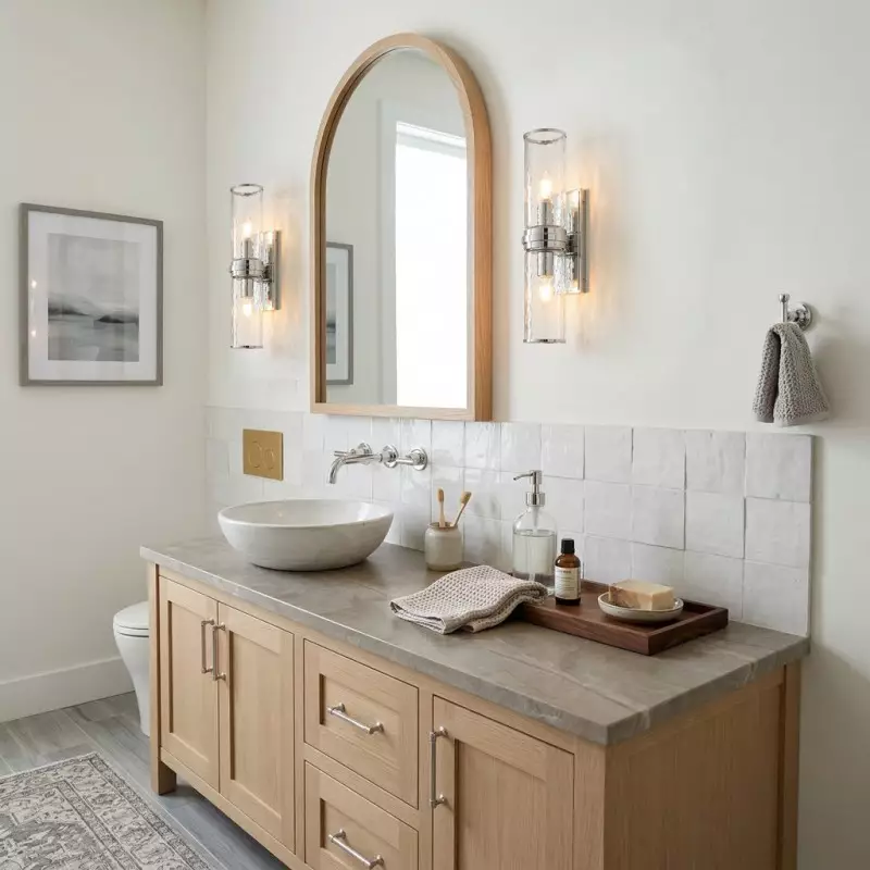 Cora Farmhouse Hammered Glass Double Tube Sconce