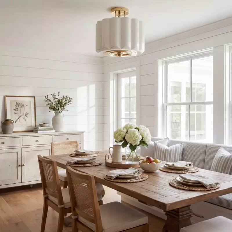 Hanahs Farmhouse Milk Glass Scalloped Shade Ceiling Light