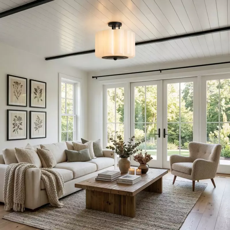 Hanahs Farmhouse Milk Glass Scalloped Shade Ceiling Light