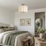 Hanahs Farmhouse Milk Glass Scalloped Shade Ceiling Light