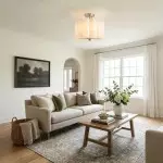 Hanahs Farmhouse Milk Glass Scalloped Shade Ceiling Light