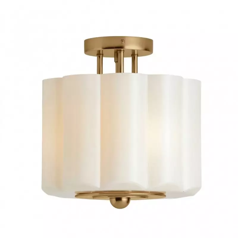 Hanahs Farmhouse Milk Glass Scalloped Shade Ceiling Light