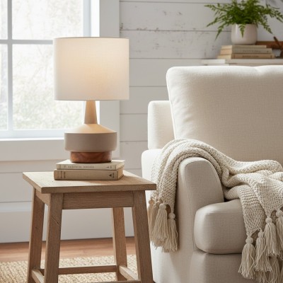 Arden Modern Wood & Ceramic Table Lamp