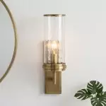 Yorix Alabaster Tube Bronze Finish Wall Sconce