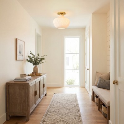 Naiad Rustic Sculptural Ribbed Glass Flush Ceiling Light