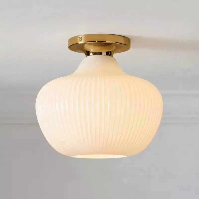 Naiad Rustic Sculptural Ribbed Glass Flush Ceiling Light