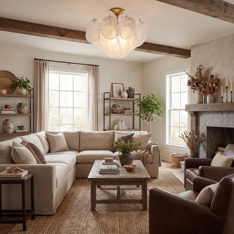 Pelagia Modern Textured Glass Flush Mount Ceiling Light