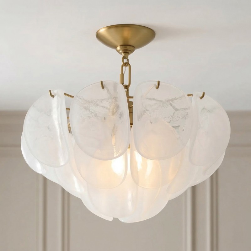 Pelagia Modern Textured Glass Flush Mount Ceiling Light