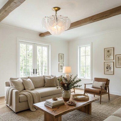 Pelagia Modern Textured Glass Flush Mount Ceiling Light