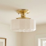 Bodie Retro Brass White Glass Ceiling Light