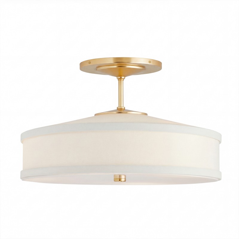Delaney Rustic Fabric Drum Semi-Flush Mount Ceiling Light