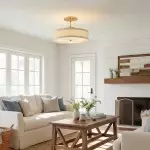 Delaney Rustic Fabric Drum Semi-Flush Mount Ceiling Light