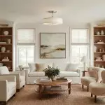 Delaney Rustic Fabric Drum Semi-Flush Mount Ceiling Light