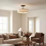 Delaney Rustic Fabric Drum Semi-Flush Mount Ceiling Light