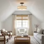 Delaney Rustic Fabric Drum Semi-Flush Mount Ceiling Light