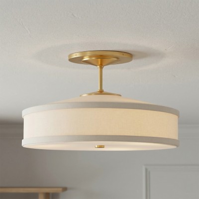 Delaney Rustic Fabric Drum Semi-Flush Mount Ceiling Light