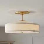 Delaney Rustic Fabric Drum Semi-Flush Mount Ceiling Light