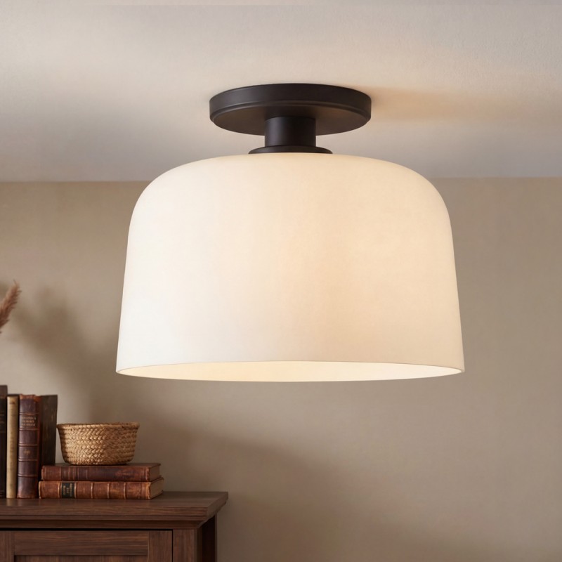 Hannahlee ‎Minimalist Glass Semi Flush Mount Ceiling Light