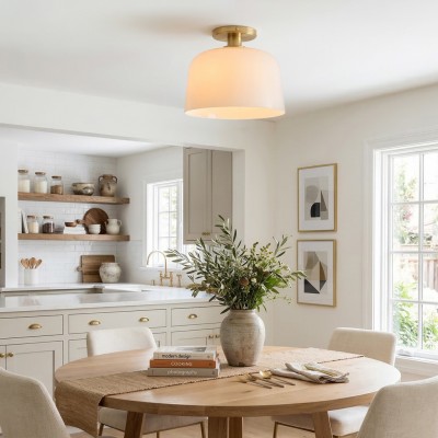 Hannahlee ‎Minimalist Glass Semi Flush Mount Ceiling Light