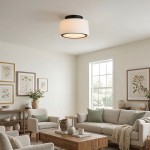 Zuri Farmhouse Drum Linen Ceiling Light