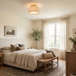 Zuri Farmhouse Drum Linen Ceiling Light