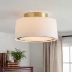 Zuri Farmhouse Drum Linen Ceiling Light