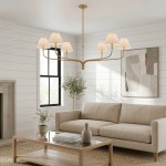 Ashlyn Modern 6 Light White Linen Conical Chandelier